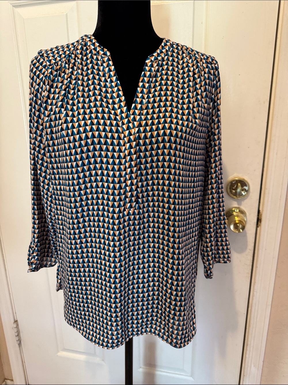 NYDJ Geometric V-Neck Blouse